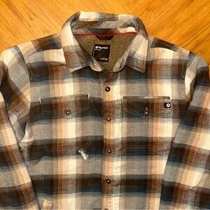 Marmot Ridgefield Heavyweight Flannel Sherpa Lined Shirt Jacket Mens Medium READ